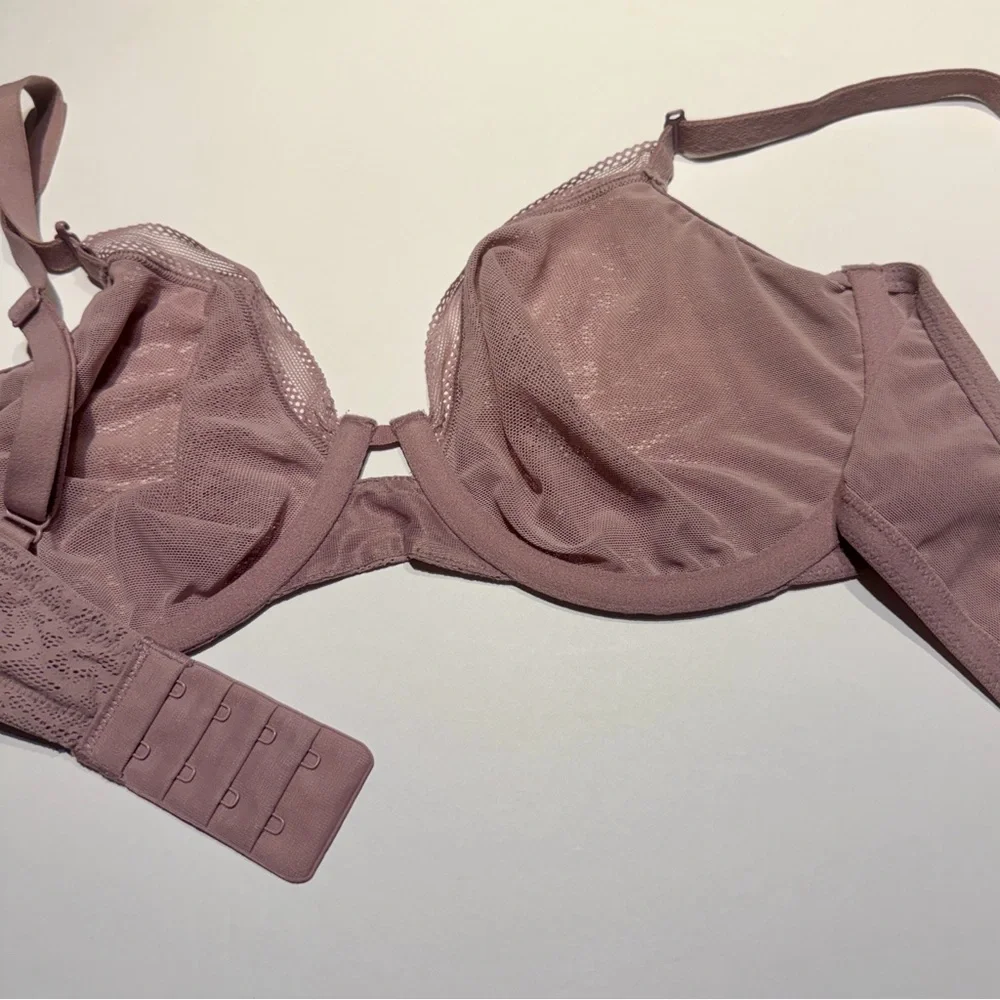 Soma Unlined Elderberry Mauve Lace Perfect‎ Coverage Underwire Bra Sz 36D